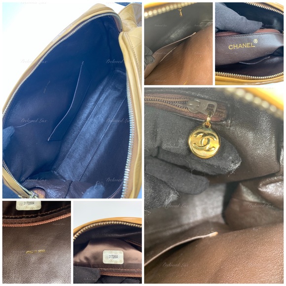 Authentic CHANEL Lambskin Camel (Dark Beige) Large Camera Bag with Tassel - Picture 10 of 12